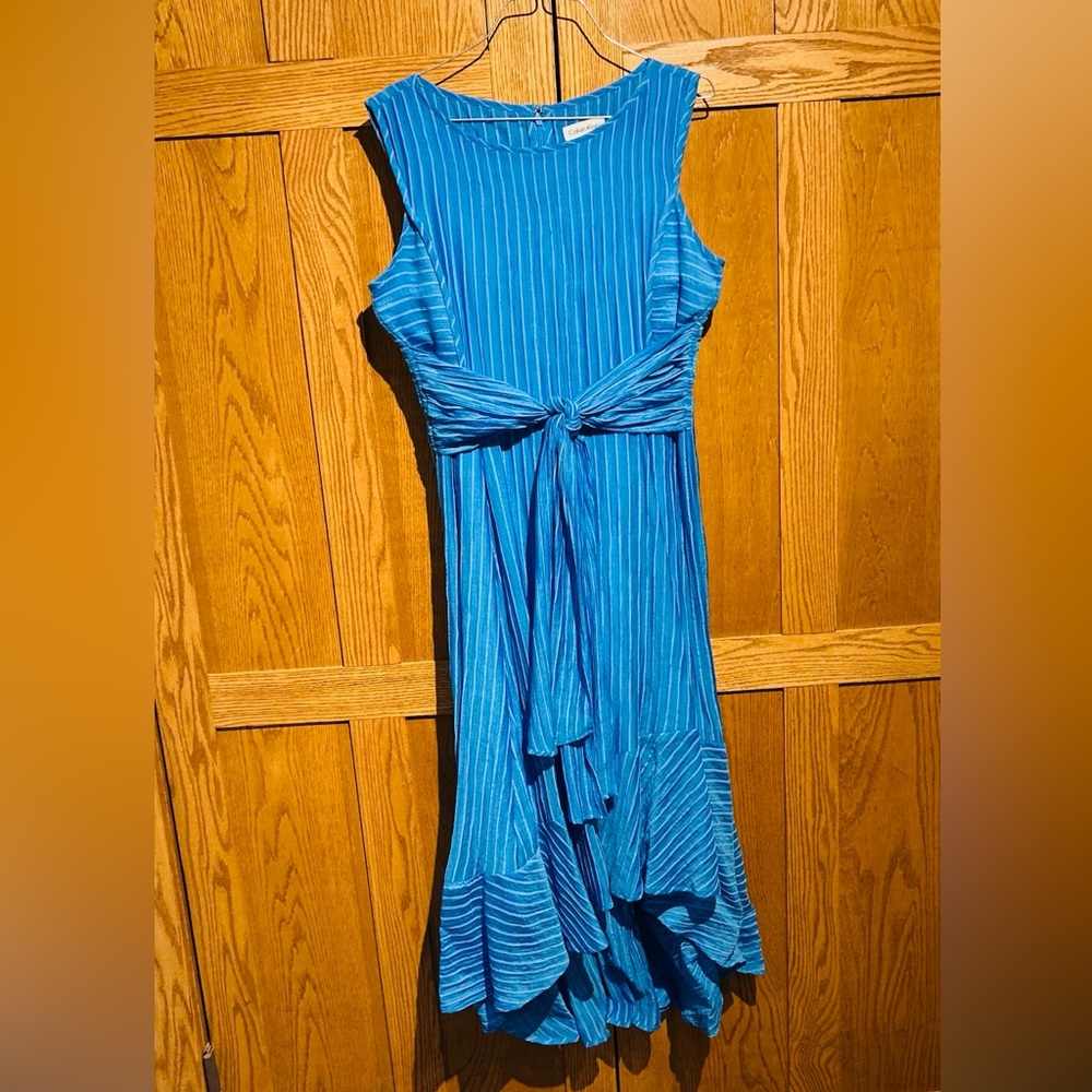 Blue Striped Sleeveless Dress NEW WOT